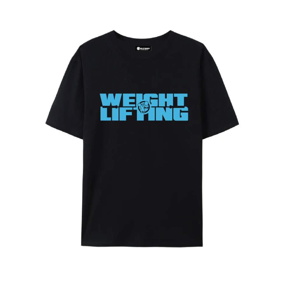 WE LIFT WEIGHTS ウエイトリフティングTシャツ　（ブラック/ブルー）