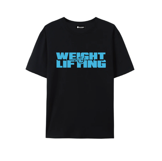 WE LIFT WEIGHTS ウエイトリフティングTシャツ　（ブラック/ブルー）