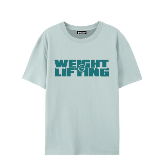 WE LIFT WEIGHTS ウエイトリフティングTシャツ　（ヘイズブルー/グリーン）