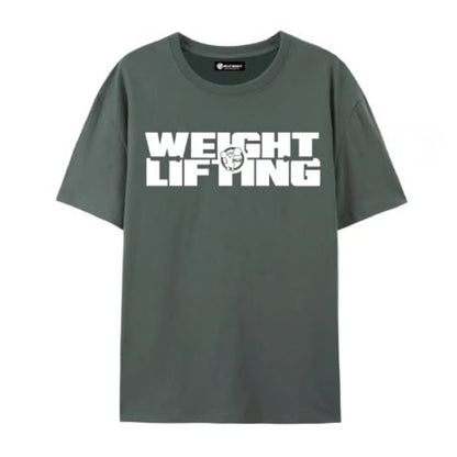 WE LIFT WEIGHTS ウエイトリフティングTシャツ　（グレー／ホワイト）